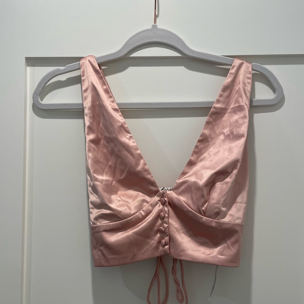 Free People Blush Open Back Crop Top Size S